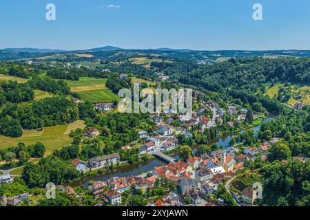 Blick auf das romantische Hals-Viertel Passau im Ilztal Stockfoto