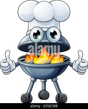 Barbecue Chef Cartoon Mascot Holzkohle Barbecue Person Stock Vektor