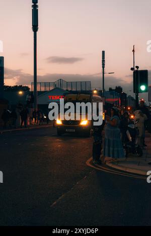 Die Polizei nach den Unruhen im Stadtzentrum von Liverpool Stockfoto