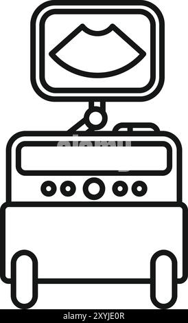 Ultraschallgerät, das den Fetus auf dem Bildschirm zeigt, der im Krankenhauszimmer steht Stock Vektor