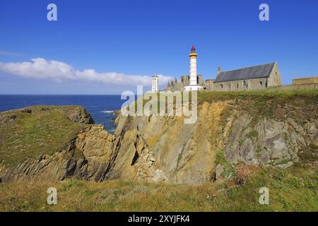 Phare de Saint-Mathieu in der Bretagne, Frankreich, Phare de Saint-Mathieu in der Bretagne, Frankreich, Europa Stockfoto