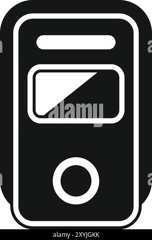 Einfaches Vektorsymbol, das einen Musik-Player darstellt, mit einer prominenten mittleren Taste und einem eleganten Design Stock Vektor