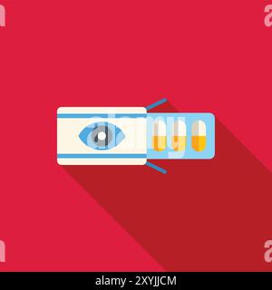 Blisterpackung der Augen Nahrungsergänzungspillen öffnet sich, verbessert das Sehvermögen mit Vitaminen für die Gesundheit Stock Vektor