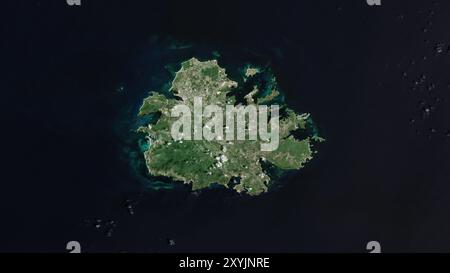 Antigua Island in der Karibik auf einem Satellitenbild vom 4. September 2017 Stockfoto