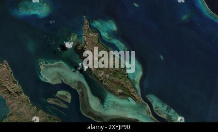 Ile Balabio im Korallenmeer auf einem Satellitenbild vom 28. September 2023 Stockfoto