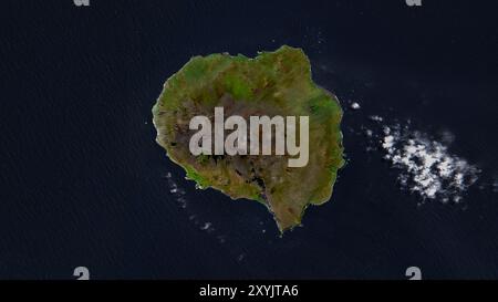 Ile aux Cochons im Indischen Ozean auf einem Satellitenbild vom 30. März 2019 Stockfoto