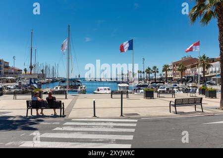 Blick auf den Hafen von Meze, Occitanie, Frankreich, Europa Stockfoto