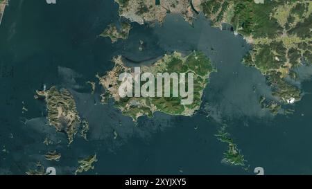 Geogeumdo-Insel im Japanischen Meer auf einem Satellitenbild vom 27. April 2023 Stockfoto