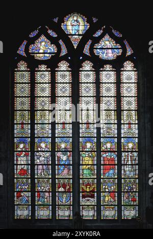 Gotische Kathedrale St. Bavo aus dem 10. Jahrhundert, Buntglasfenster, Gent, Flandern, Belgien, Europa Stockfoto