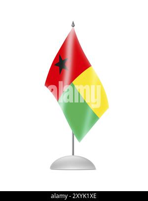 Die Flagge Guinea-Bissau. Tabellenkennzeichen. Isoliert auf weiß Stockfoto