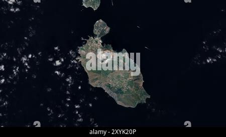 Isola di Vulcano im Tyrrhenischen Meer auf einem Satellitenbild vom 2. Januar 2023 Stockfoto