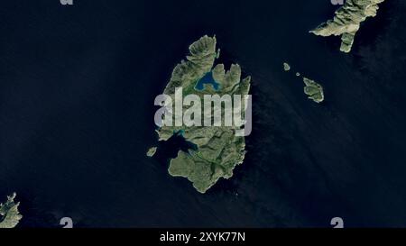 Kyra Panagia Island in der Ägäis auf einem Satellitenbild vom 26. März 2023 Stockfoto