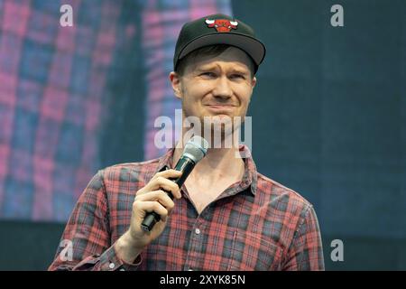 STUTTGART, 30. Juni 2018: Joonas Suotamo (Chewbacca, Star Wars) auf der Comic Con Germany Stuttgart, einer zweitägigen Fankonvention Stockfoto