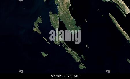 Insel Lussino in der Adria auf einem Satellitenbild vom 26. November 2023 Stockfoto