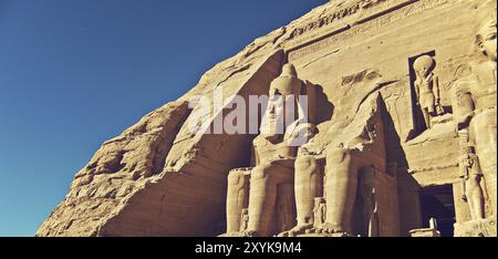 Detail des Großen Tempels von Ramesses II., Abu Simbel, Ägypten, Afrika Stockfoto