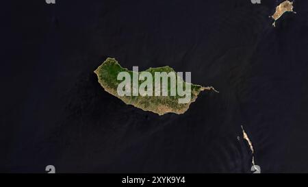 Madeira Island im Nordatlantik auf einem Satellitenbild vom 16. August 2021 Stockfoto