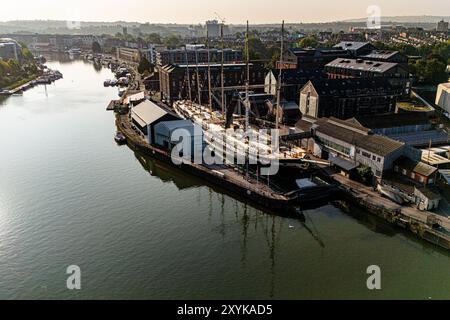 Brunels SS Großbritannien am Hafen in Bristol, vor der Wiedereröffnung des neuen Wetterdecks am Samstag, nach einem 39 Wochen dauernden Spezialschutzprojekt, das das abgenutzte Wetterdeck durch 6.050 Meter neue Accoya-Holzdielen ersetzen sollte. Bilddatum: Freitag, 30. August 2024. Stockfoto