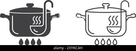 Сooking-Topf-Ikone im flachen Stil. Topfvektorillustration auf isoliertem Hintergrund. Pan Sign Business Concept. Stock Vektor