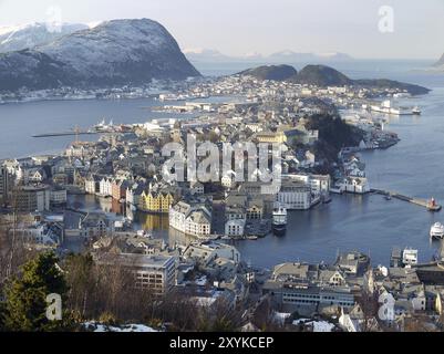 Blick vom Stadtberg Aksla Stockfoto