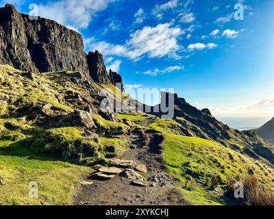 Wanderweg durch den Trotternish Ridge Stockfoto