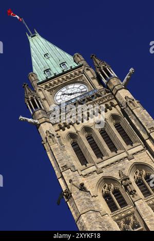 Der Turm des parlamentsgebäudes in Ottawa Stockfoto