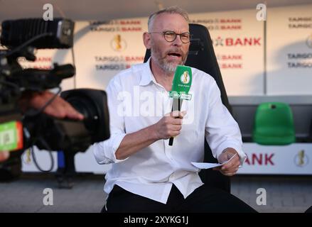 Münster, Deutschland. August 2024. firo: 27.08.2024, Fußball, Fußball, DFB-Cup, Cup, Saison 2024/2025, 1. Runde, SCP Preussen Münster - VfB Stuttgart 0,5 Martin Gross Sky Reporter Credit: dpa/Alamy Live News Stockfoto