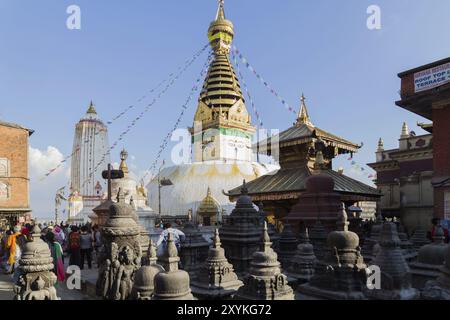 Kathmandu, Nepal, 20. Oktober 2014: Foto der Stupa im buddhistischen Tempel Swayambunath, Asien Stockfoto