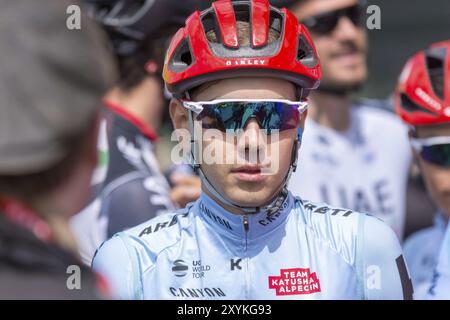 ESCHBORN, DEUTSCHLAND, 1. MAI: Radfahrer %1 (%2) meldet sich beim Radrennen Eschborn-Frankfurt an, einem jährlichen klassischen Radrennen, das in Eschborn und f startet Stockfoto