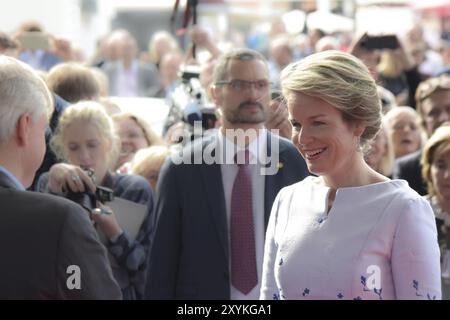 Frankfurt, Deutschland. Oktober 2017. Ihre Majestät Königin Mathilde von Belgien besucht die Frankfurter Buchmesse in Begleitung von Rudy Demotte, Ministerpräsident Stockfoto