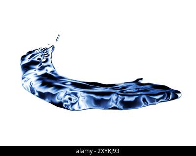 Verdrehtes Wasserspritzen auf isoliertem Hintergrund. Spritzer frischer Getränke. 3D-Rendering Stockfoto