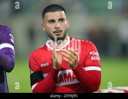 Münster, Deutschland. August 2024. firo: 27.08.2024, Fußball, Fußball, DFB-Cup, Cup, Saison 2024/2025, 1. Runde, SCP Preussen Münster - VfB Stuttgart 0,5 Abschlussjubel Deniz Undav, VfB/dpa/Alamy Live News Stockfoto