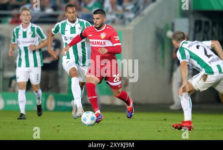 Münster, Deutschland. August 2024. firo: 27.08.2024, Fußball, DFB-Pokal, Pokal, Saison 2024/2025, 1. Runde, SCP Preussen Münster - VfB Stuttgart 0,5 Einzelaktion Deniz Undav, VfB/dpa/Alamy Live News Stockfoto
