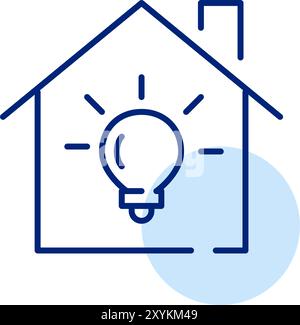Glühbirne in einem Haus. Kreative Lösungen für Smart Home. Symbol für Pixelperfekte, bearbeitbare Kontur Stock Vektor