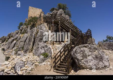 Castillo de La Iruela, origenes Almohade, construido sobre cimientos pre-bereberes, La Iruela, Valle del Guadalquivir, Parque Natural Sierras de Cazorla Stockfoto