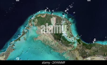 North Caicos Island im Nordatlantik auf einem Satellitenbild vom 15. Oktober 2023 Stockfoto