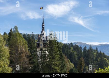 SINAIA, WALACHEI/RUMÄNIEN, 21. SEPTEMBER: Außenansicht der Burg Peles in Sinaia Walachei Rumänien am 21. September 2018 Stockfoto