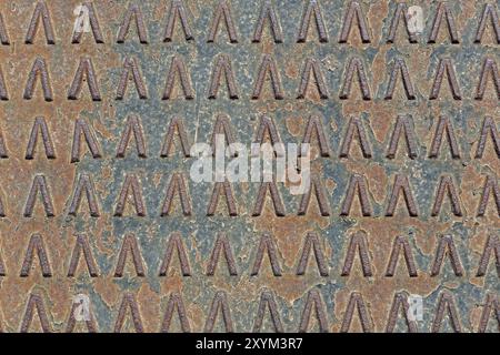 Rostigem Eisen Platte mit Muster als Hintergrund Stockfoto