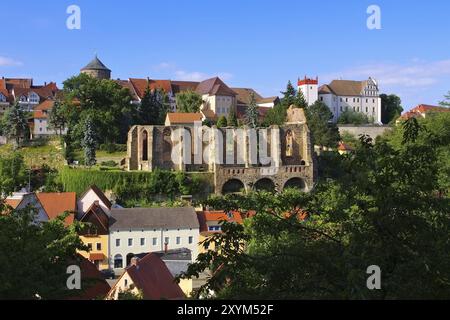 Bautzen Ortenburg und Nicolaikirchenruine in der Oberlausitz, Schloss Ortenburg und Ruine St. Nikolai Kirche, Bautzen, Sachsen, Oberlausitz in Deutschland Stockfoto