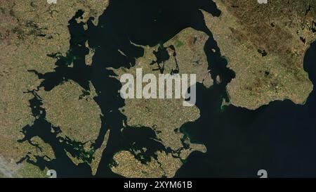 Neuseeland Insel im Kattegat auf einem Satellitenbild vom 22. April 2020 Stockfoto