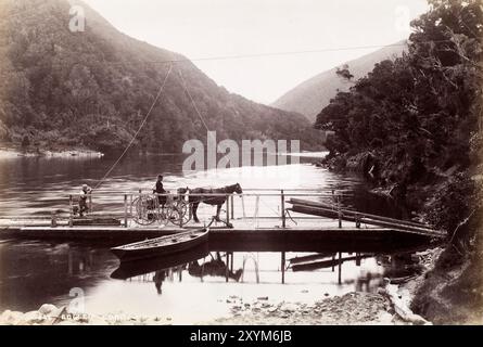 Eine Reederei auf dem Buller River bei Westport, Westküste, Südinsel, Neuseeland, um 1880 Stockfoto