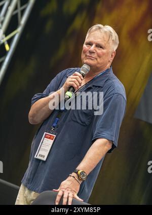 STUTTGART, 29. Juni 2019: Richard Dean Anderson (*1950, amerikanischer Schauspieler, Produzent und Komponist) spricht über seine Erfahrungen im Film indus Stockfoto