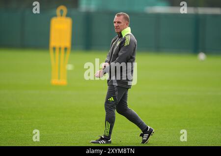 Celtic Manager Brendan Rodgers während des Trainings im Lennoxtown Training Centre, Glasgow. Bilddatum: Freitag, 30. August 2024. Stockfoto