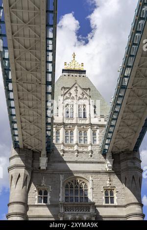 LONDON, GROSSBRITANNIEN, 22. AUGUST. Nahaufnahme der Tower Bridge in London am 22. August 2014 Stockfoto