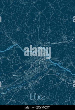 Linz, Österreich, künstlerisches Planungsplakat Stock Vektor