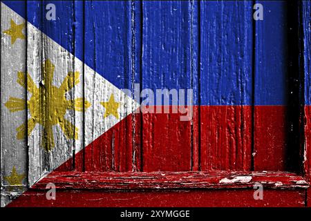 Flagge der Philippinen auf Holzrahmen gemalt Stockfoto