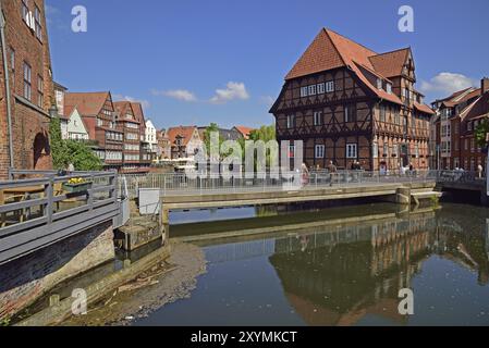 Europa, Deutschland, Niedersachsen, Metropolregion Hamburg, Lüneburg, Blick auf Stintfang, Ilmenau, Fachwerkhaus, Abtsmühle, Hamburg, Hambu Stockfoto