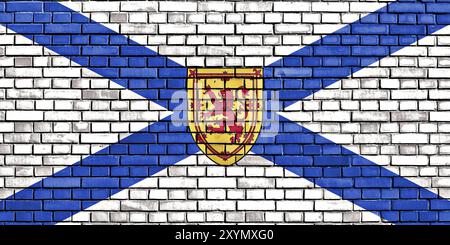 Flagge von Nova Scotia auf Ziegelwand gemalt Stockfoto