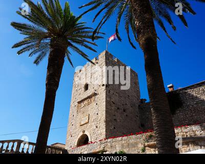 Das Landtor in die Altstadt Korcula Stadt Korcula Dalmatien Kroatien Stockfoto