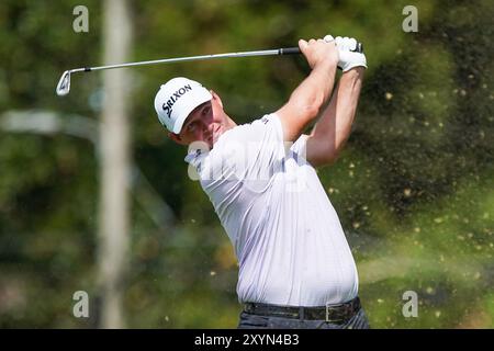 Atlanta, Georgia, USA. August 2024. Sepp Straka (AUT) schlägt das 2. Loch während der ersten Runde der TOUR Championship 2024 im East Lake Golf Club ab. (Kreditbild: © Debby Wong/ZUMA Press Wire) NUR REDAKTIONELLE VERWENDUNG! Nicht für kommerzielle ZWECKE! Stockfoto