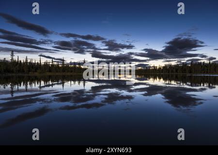 Mondlicht, Naturschutzgebiet Sjaunja, Laponia-Weltkulturerbe, Norrbotten, Lappland, Schweden, August 2015, Europa Stockfoto